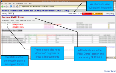 Pakiti server view 1